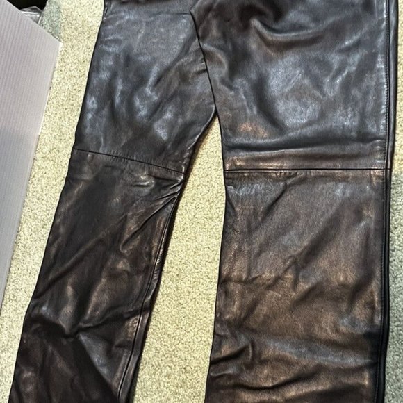 Vintage GAP Boot Fit Black Leather Pants Size 8 Button & Zipper Genuine Leather! - Picture 4 of 5